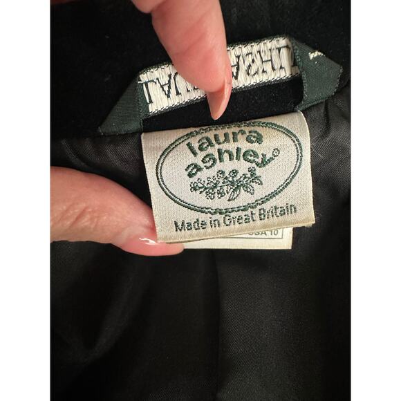 Vintage 80s Laura Ashley Black Velvet Cropped Steampunk Jacket Small/Medium - Picture 5 of 7